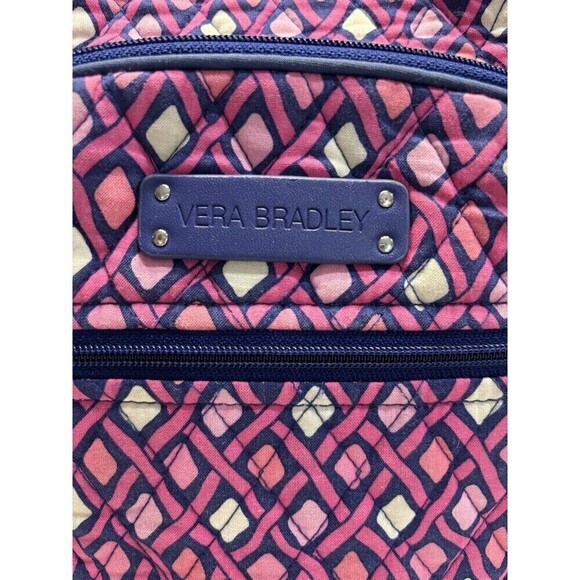 VERA BRADLEY Katalina Pink Diamonds Campus Backpack Blue White Bag Retired main image 12